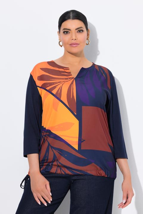 Produktbild Ulla Popken Shirt, Blätter, Oversized, Tunika-Ausschnitt, 3/4-Arm (56)