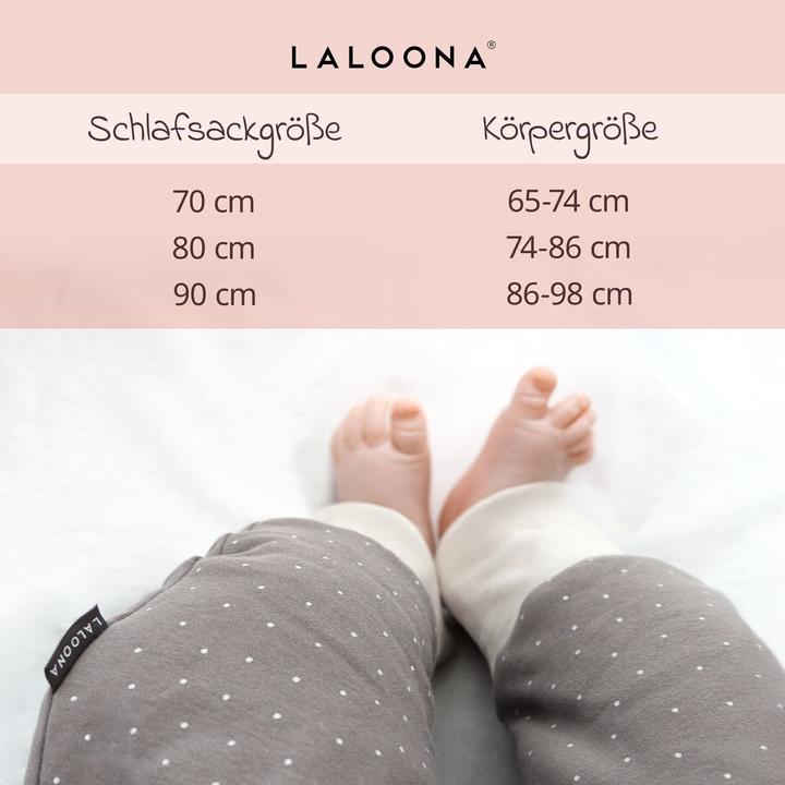 Produktbild La Loona LaLoona Schlafsäcke Schlafsack mit Beinen wattiert - Dots - Taupe (90 cm, Ganzjahr)