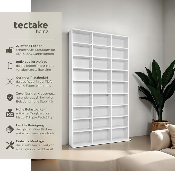 Immagine prodotto tectake Scaffale per i media (102 x 23,5 x 180 cm)