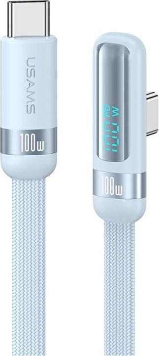 Usams US-SJ653 PD100W Type-C To Type-C Right-angle Fast Charging & Data Cable-wind series 1.2m - Blue (1.20 m, 100 W)
