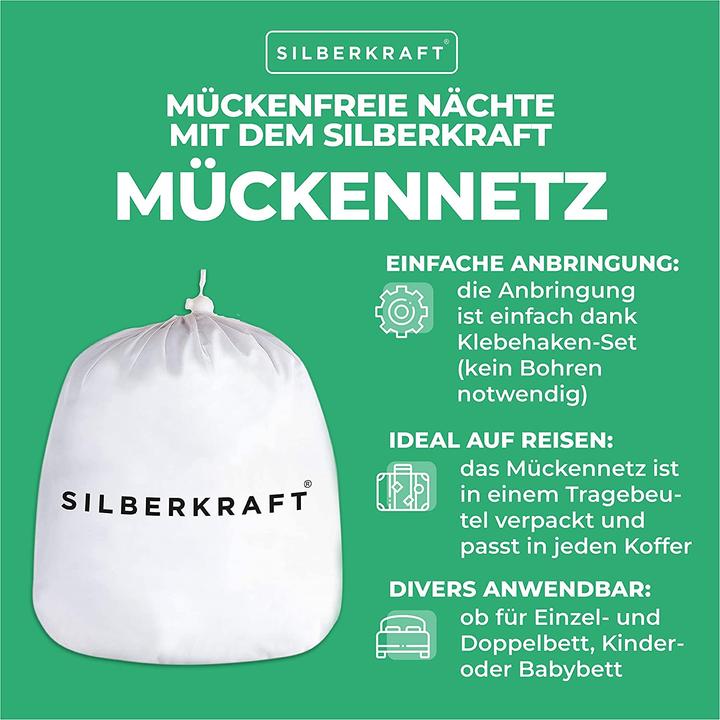 Produktbild Silberkraft Moskitonetz, 2 x Haken inkl. Klebepad