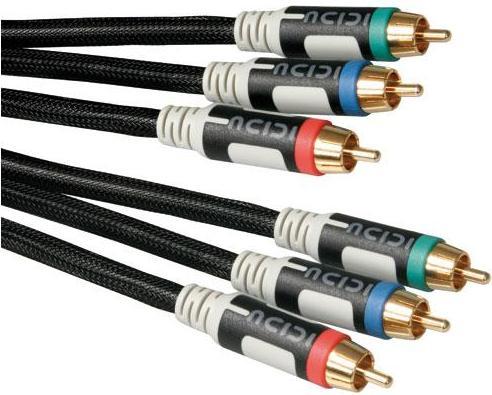 Icidu V-707472 Câble vidéo composante (YPbPr) 3 m 3 x RCA Noir (3 m)