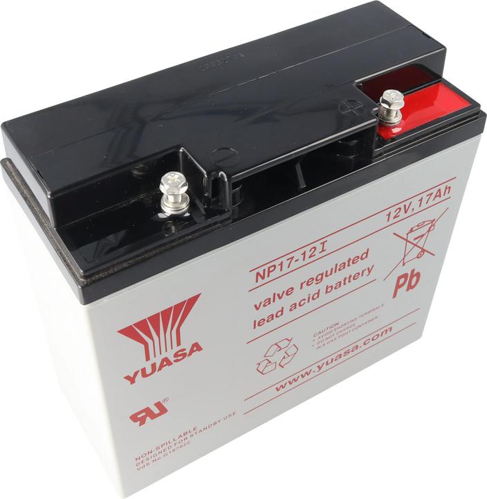 Yuasa Akku NP17-12I mit M5 Schraubanschluss am Plus- und Minuspol (12 V, 17 Ah, 500 A)