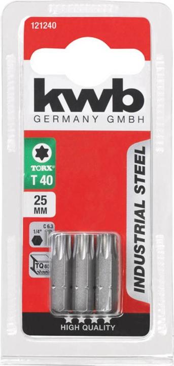Produktbild kwb 121240 Sechskant-Bit T 40 Stahl 3 St. (T 40)