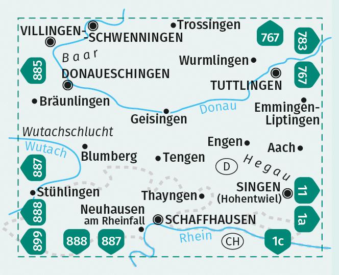 Energie-Label KOMPASS Wanderkarte Donaueschingen, Baa