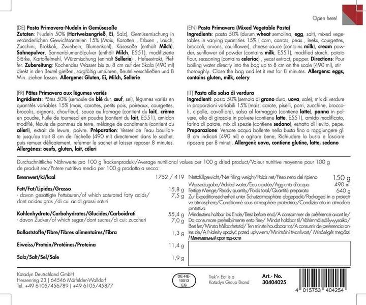 Produktbild Trek'n Eat Pasta Primavera (150 g)
