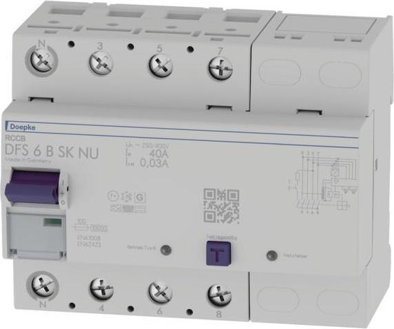 Doepke FI-Schutz mit Zusatz 4p 400V 40A 0,03A B ÜberwEinh REG 6TE 3kA IP20