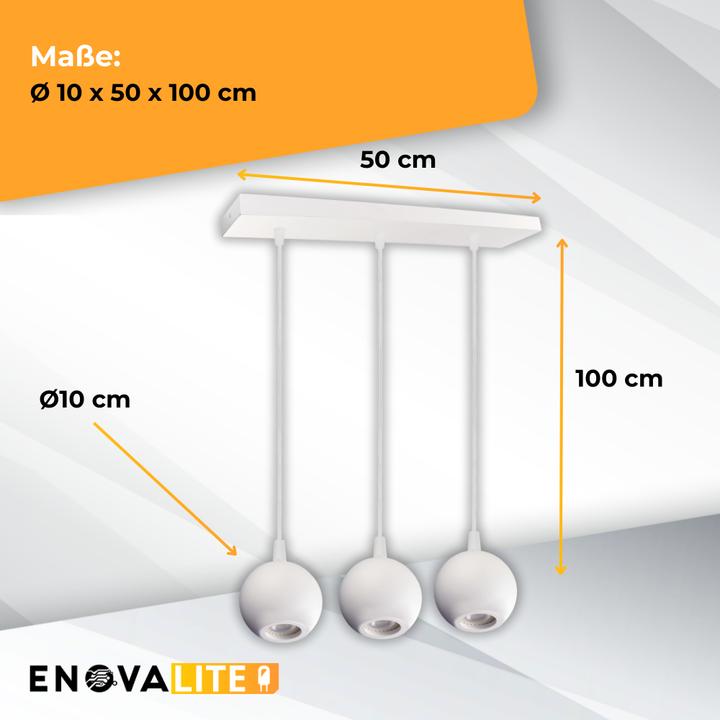 Produktbild Enovalite LED-Pendellampe GLOBE, GU10-Fassung, IP20, Ø10cm, 3 flammig, weiss (GU10)