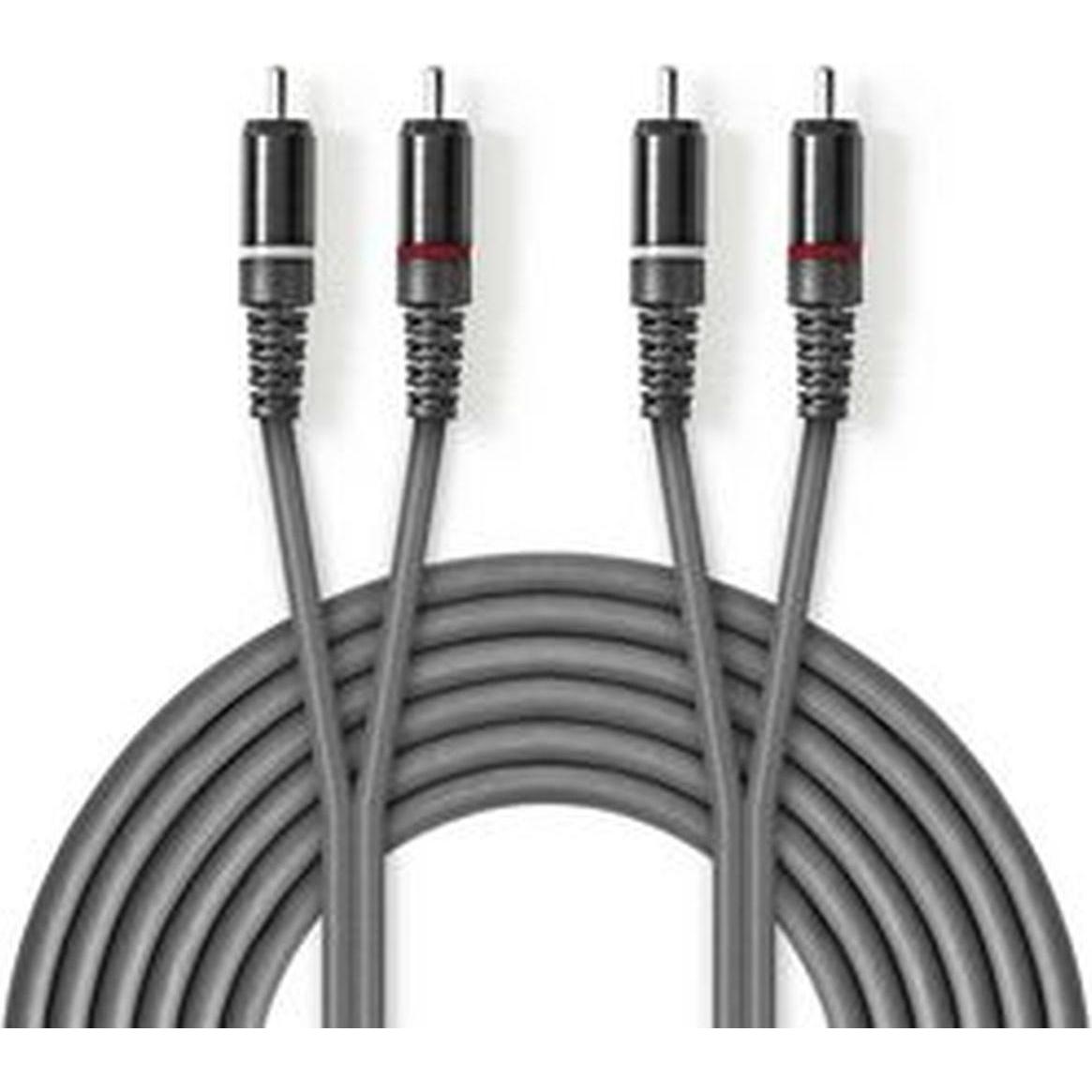 Nedis Cavo audio stereo 2x spina RCA 2x spina RCA Nichelato 3,00 m rotondo Grigio scuro (3 m, Cinch), Cavo audio