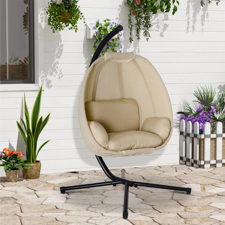 Produktbild Outsunny Hängesessel Metall, Polyester Khaki