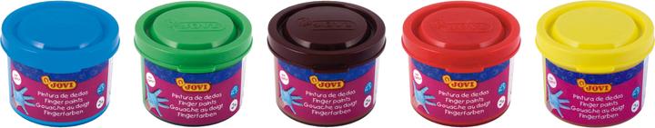Produktbild Jovi Fingerfarbe VE=5 Farben a 35ml (Gelb, Grün, Blau, Rot, Braun, 35 ml)