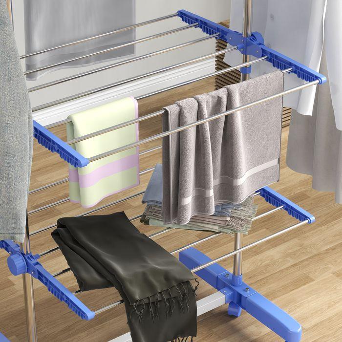 Actual product image Swisshandel24 Laundry rack with castors Tumble dryer tower, stand dryer with folding wing, laundry tower for in (0.65 m)