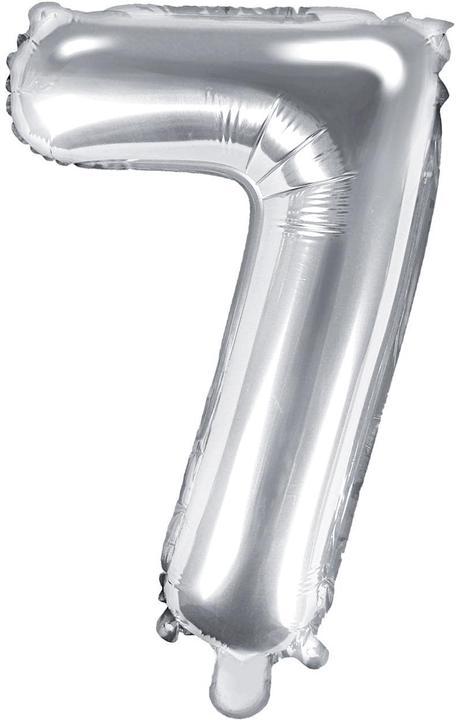 Partydeco Zahlenballon 7 Alu Silber 35cm (1 x)