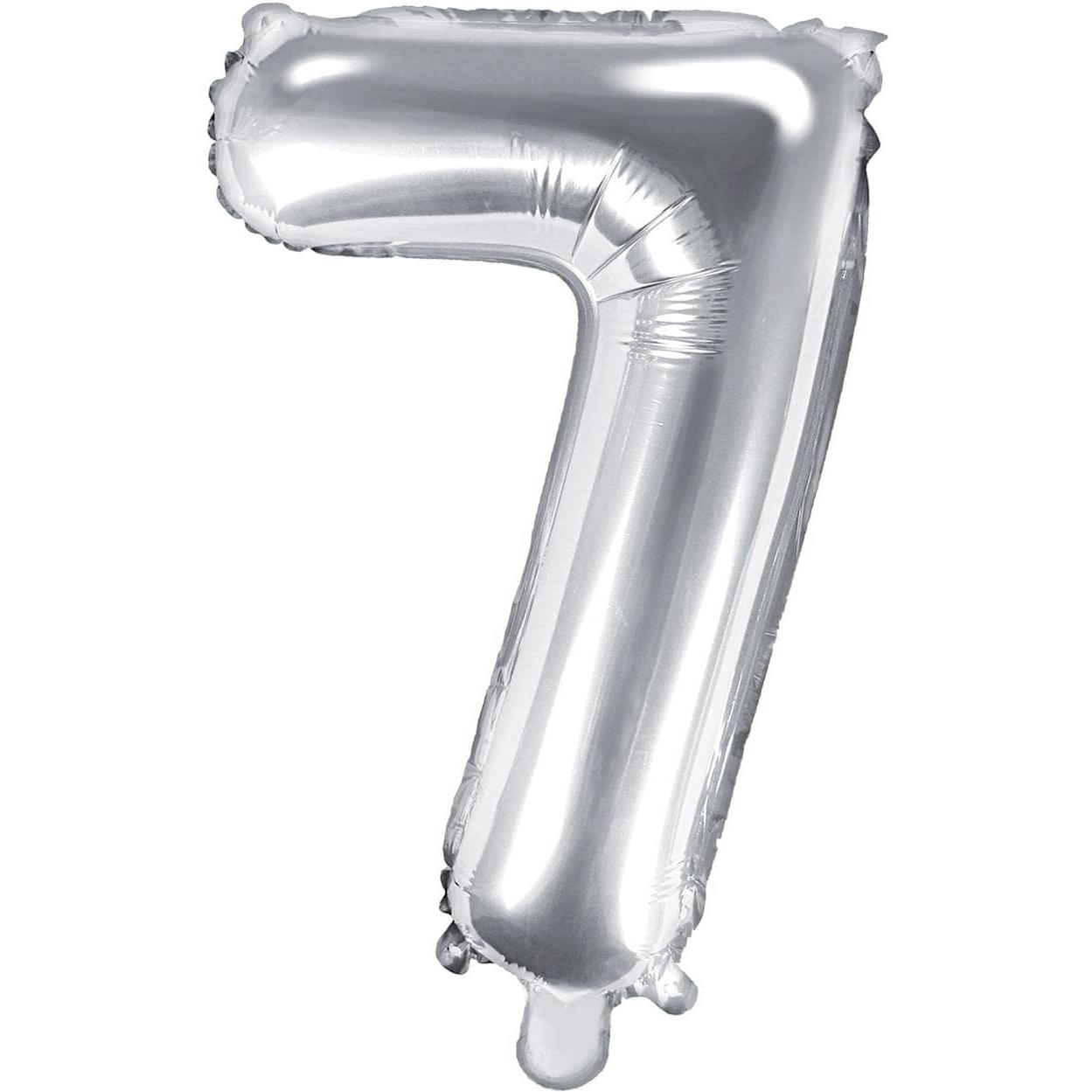 Partydeco Zahlenballon 7 Alu Silber 35cm