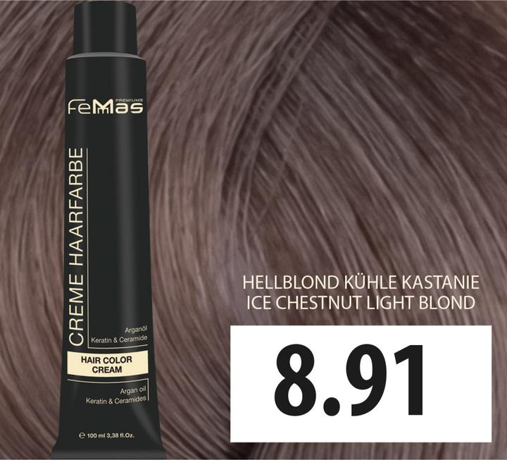 Produktbild FemMas 8.91) Haarfarbe Hellblond Kühle Kastanıe 100ml (Hellblond)