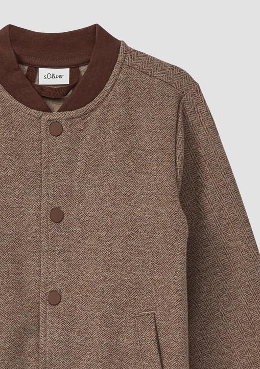 Produktbild s.Oliver Sweatshirt Jacke Festiver Sweat-Blouson mit Herringbone-Muster (104, 110)