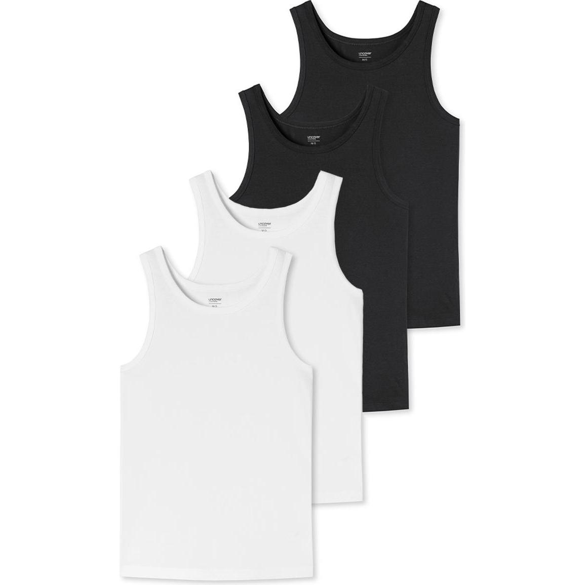 Uncover by Schiesser, Herren, Shirt, 4er Pack Basic Unterhemd / Tanktop, Schwarz, Weiss, (XL)