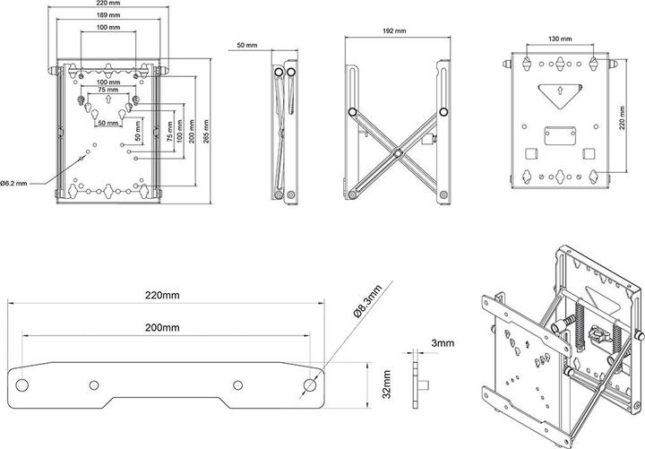 Actual product image Multibrackets Push-Wall bracket, 13-43", metal, black (Wall, 18 kg, 13" - 43")