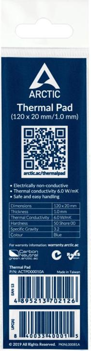 Image du produit Arctic Coussin thermique 120*20mm (1.0mm) (1 mm, 6 W/m K)