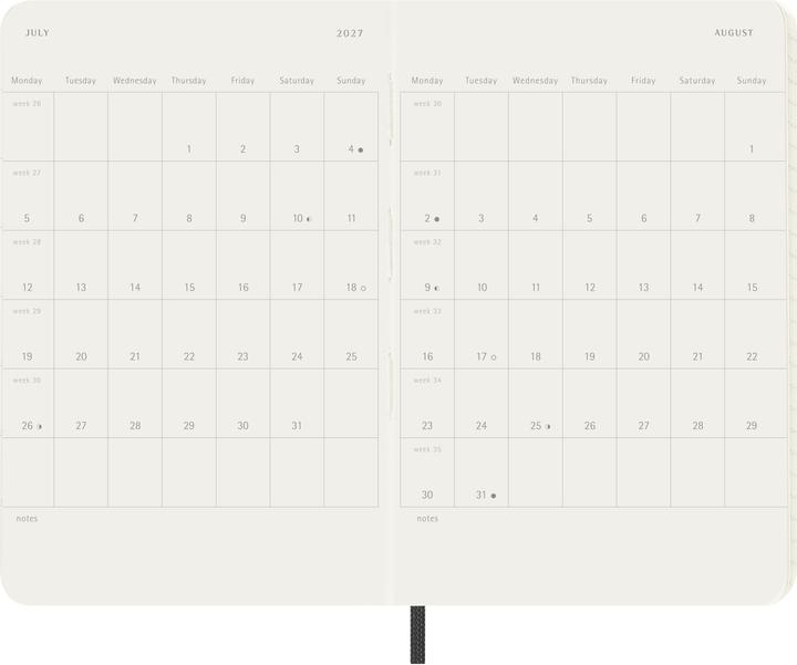 Produktbild Moleskine 12 Monate WochenKalender 2027 (A6, 1 Woche / 2 Seiten)