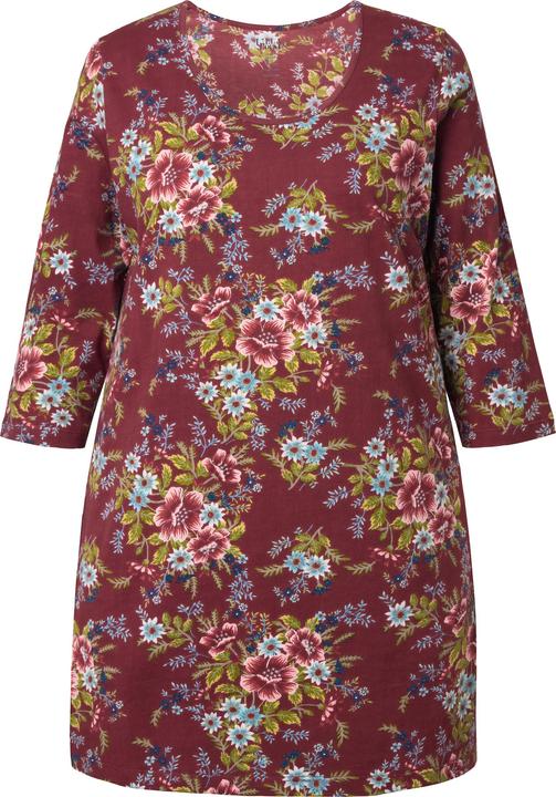 Actual product image Ulla Popken Country Floral 3/4 Sleeve Pocket Knit Tunic (62)