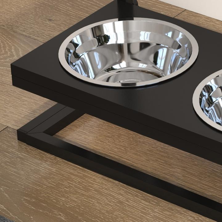 Produktbild PawHut Futterstation mit individueller Höhenanpassung und selbst personalisierbarem Namensschild (0.90 l)