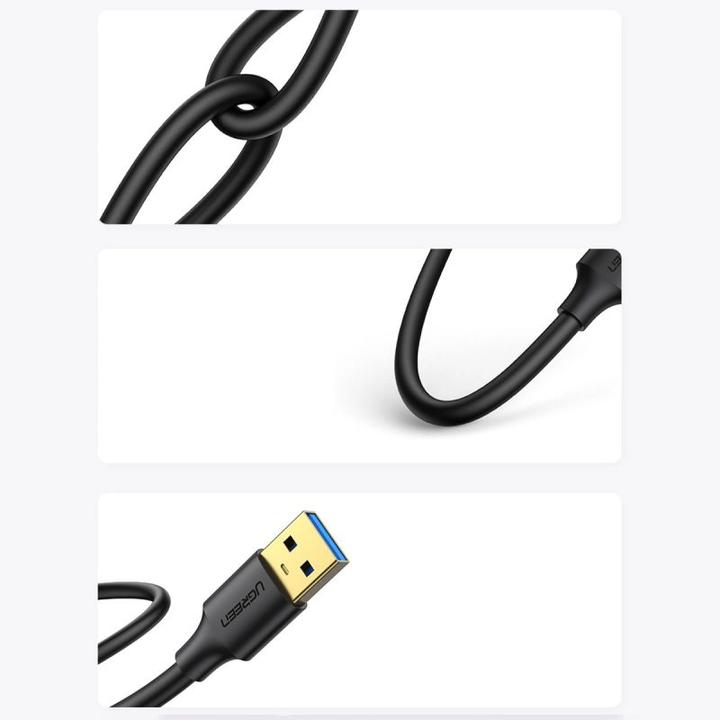 Actual product image Ugreen USB 3.0 A-A Cable 3m (black) (3 m, USB 3.2 Gen 1)