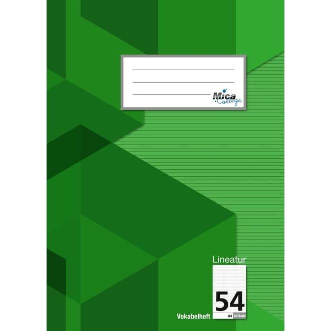 MICA College, Heft + Block, Vokabelheft - DIN A4 - Lineatur 54 - 3 Spalten - 40 Blatt (A4)