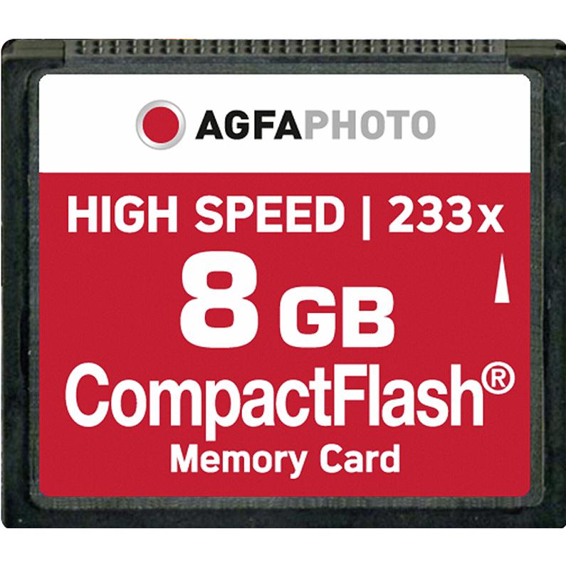 AGFAPHOTO Compact Flash 8GB High Speed 233x MLC (8 GB, CF), Speicherkarte, Schwarz
