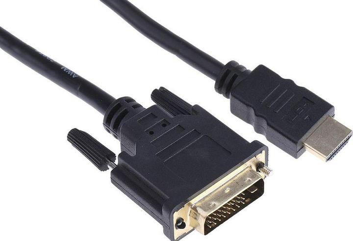 Produktbild RS PRO HDMI-Kabel A HDMI Stecker B DVI-D Single Link Stecker 4K max., 1m, Schwarz (0.19 m, HDMI, 2.1)