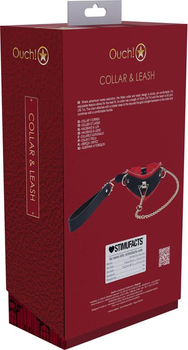 Actual product image Ouch! Milan Collection - Collar with Leash - Black/Red