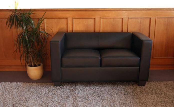 Immagine prodotto Mendler Divano a 2 posti Divano Loungesofa Lille - pelle, nero (2 posti)