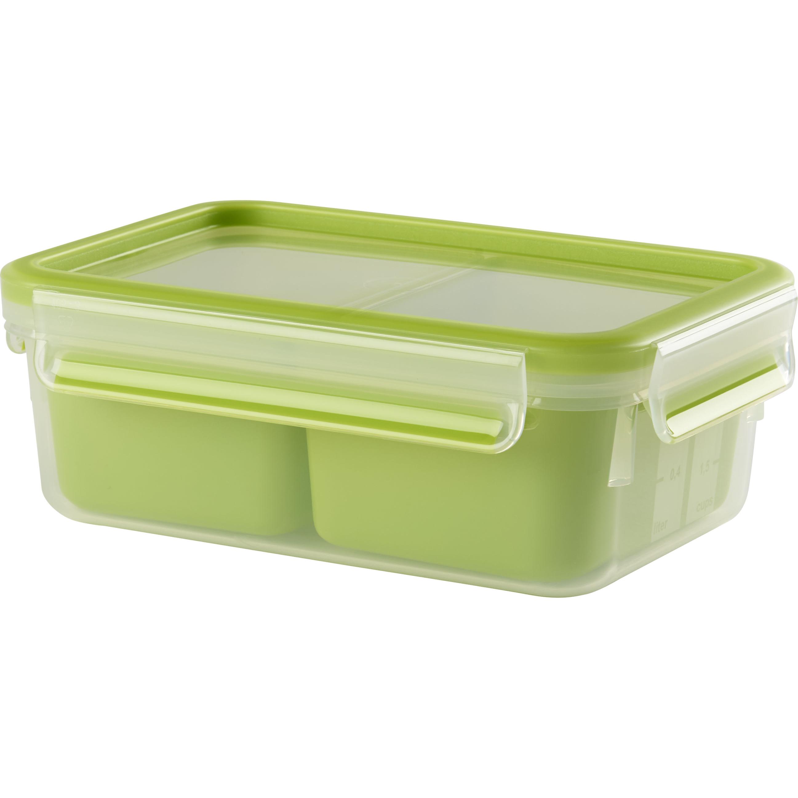 Emsa Snackbox Clip&Go 1.2 l, Lunchbox, Transparent, Grün
