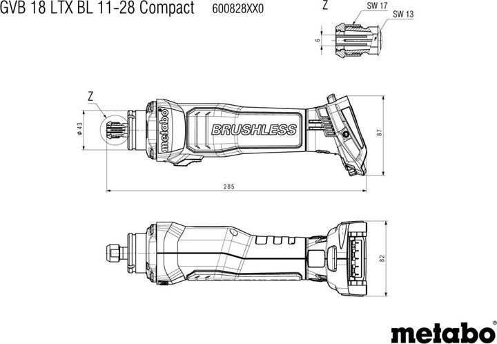 Produktbild Metabo GVB 18 LTX BL 11-28 Compact (Geradschleifer)