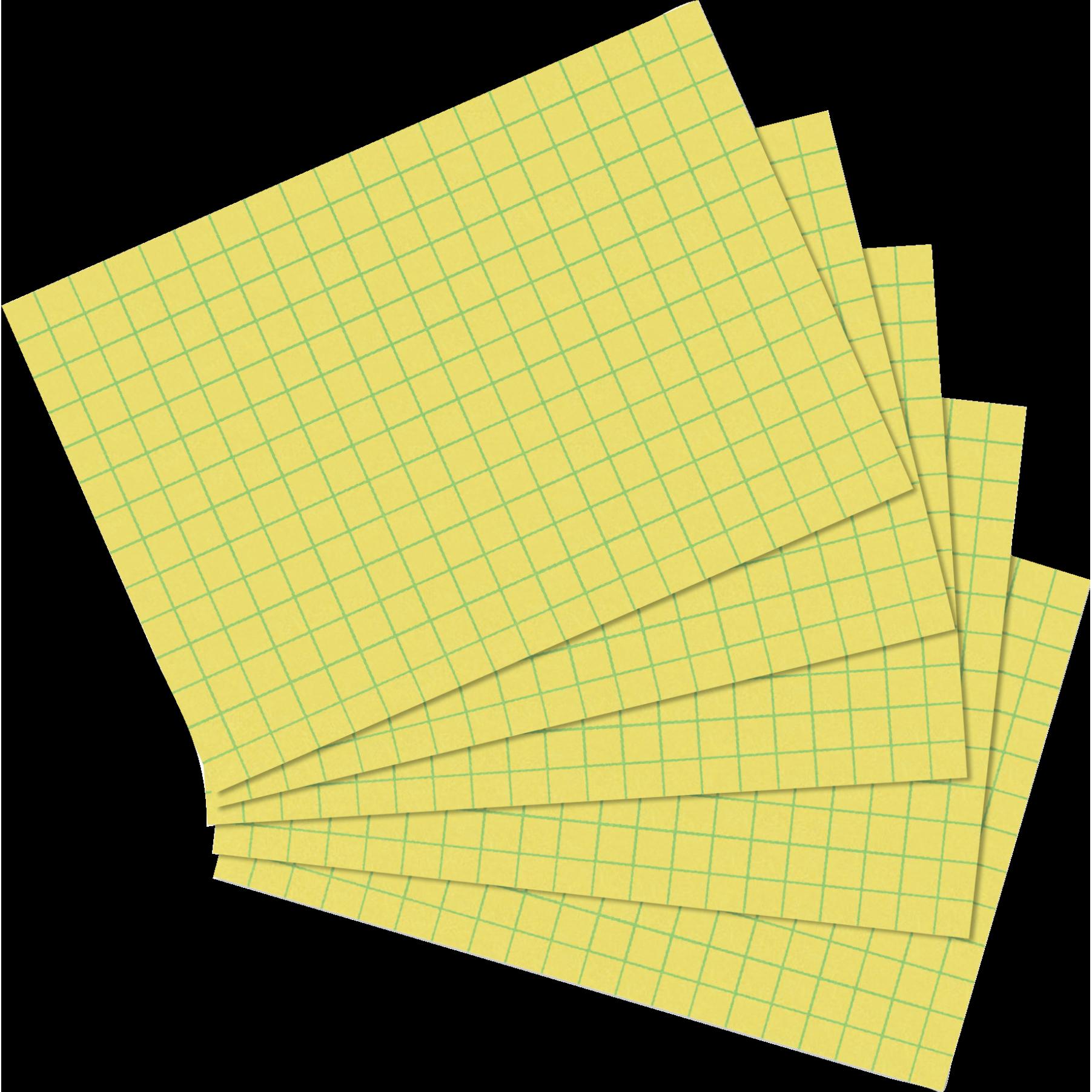 Herlitz, Karteikarten, Karteikarten, DIN A6, kariert, gelb aus Papier, 170 g-qm, holzfrei, 5 mm kariert, Linienfarbe: (A...