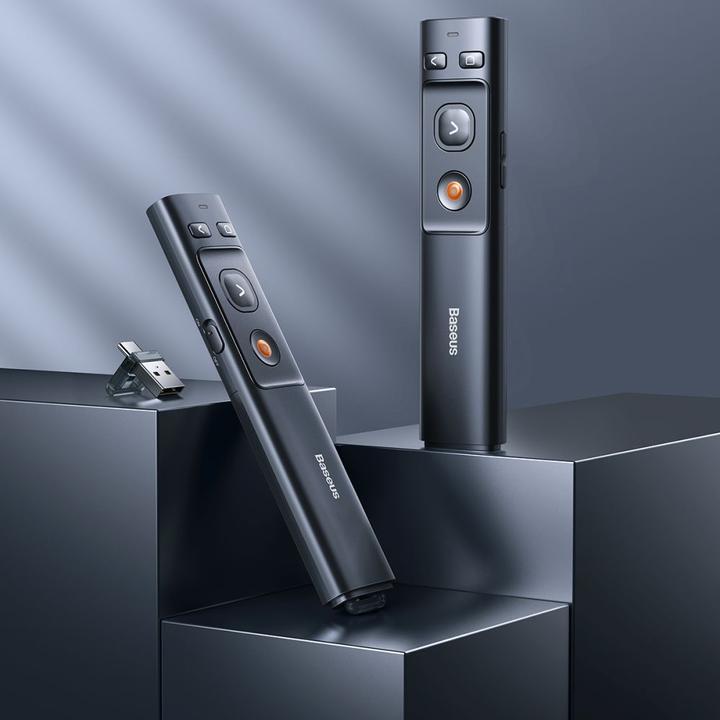 Immagine prodotto Baseus Orange Dot Telecomando multifunzione per presentazioni, con puntatore laser rosso - grigio