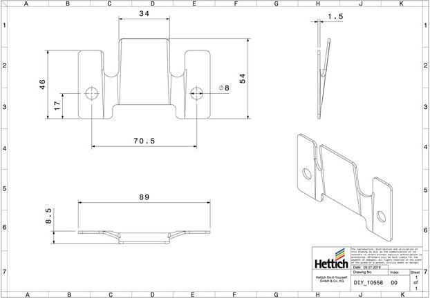 Immagine prodotto Hettich Universalverbinder 46 x 89 mm (1 pz.)