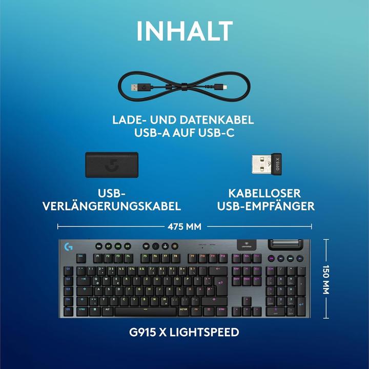 Productafbeelding Logitech G915 X LICHTSNELHEID (Duitsland, Bedraad, Draadloze)
