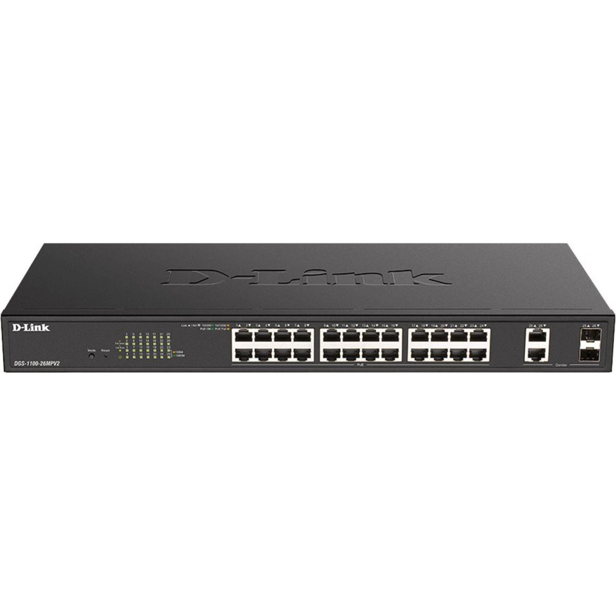 D-Link DGS 1100-26MPV2 (26 Ports), Netzwerk Switch, Schwarz