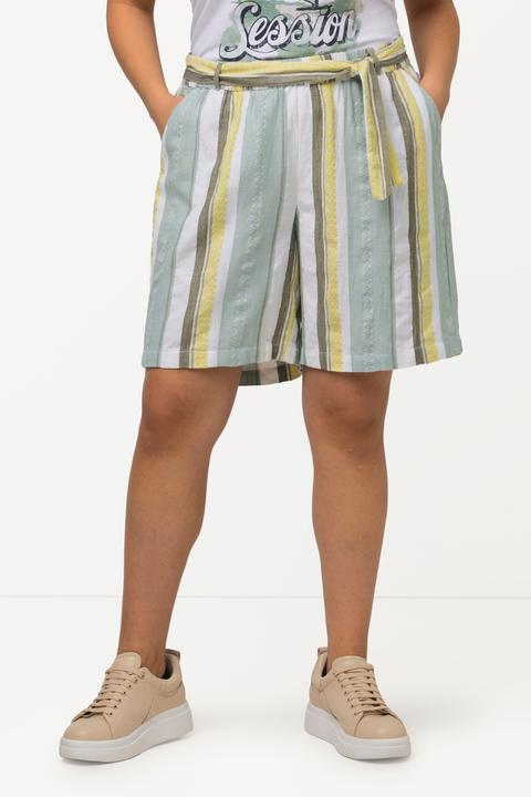Image du produit Ulla Popken Short Rose avec taille élastique. Jambe large et rayures. (54)