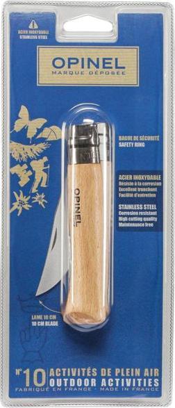 Actual product image Opinel Pocket Knife No. 10 Stainless Steel Blade with Wooden Handle (10 cm)
