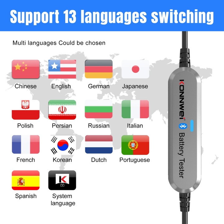 Actual product image Konnwei Bluetooth Batterietester für Auto & Motorrad BK100