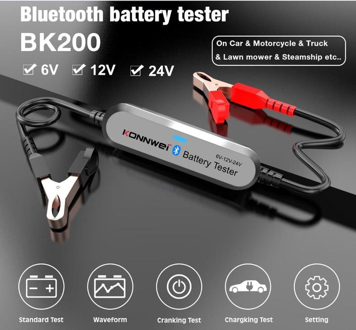 Produktbild Konnwei Bluetooth Batterietester für Auto, Motorrad und LKW BK200 6V/12V/24V""