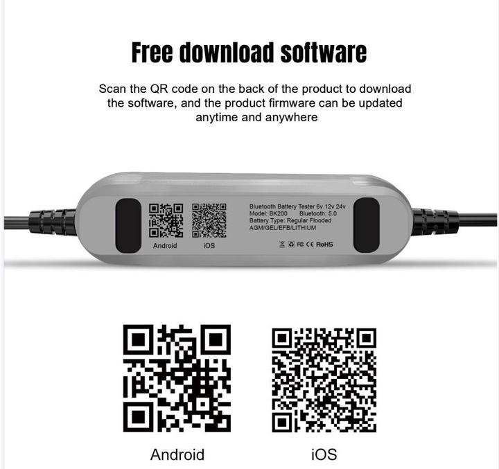 Produktbild Konnwei Bluetooth Batterietester für Auto, Motorrad und LKW BK200 6V/12V/24V""