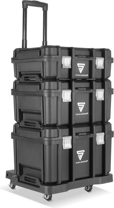 Produktbild Stahlwerk Mobiler Werkzeugtrolley mit 3 Systemboxen 4 Lenkrollen und ausziehbarem Teleskopgriff (3 Teile)
