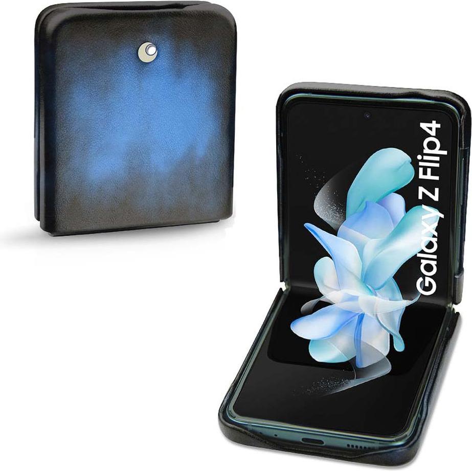 Noreve Lederschutzhülle Samsung Galaxy Z Flip4 (Samsung Galaxy Z Flip4), Smartphone Hülle, Blau