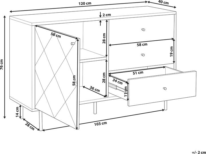 Actual product image Beliani Palmer (120 x 40 x 76 cm)