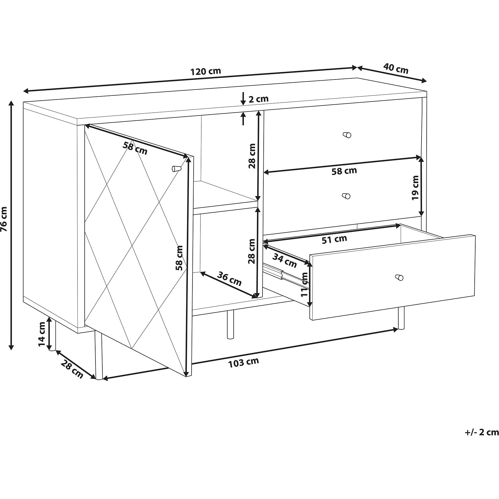 Thumbnail - Beliani, Kommode + Sideboard, Palmer (118 x 40 x 77 cm)