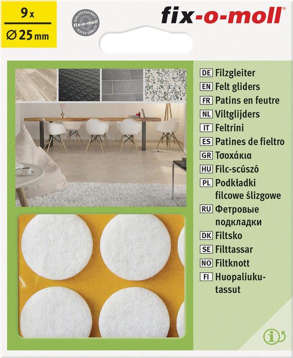 Immagine prodotto Fix-o-moll Piedini in feltro 3 mm / Ø 25 mm 9 x (Alianti in feltro, 9 Pezzo/i)