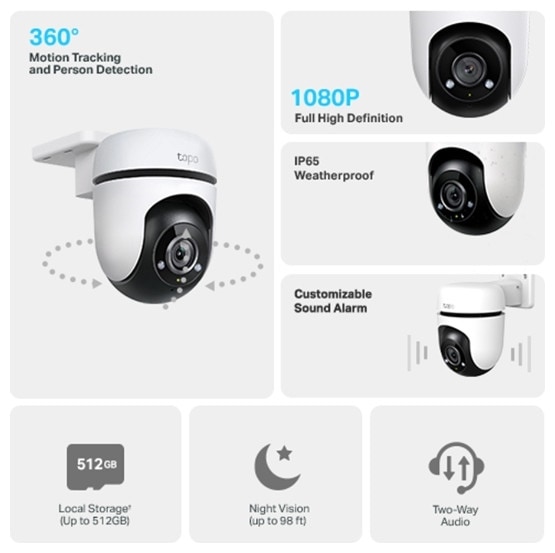 Actual product image TP-Link Tapo C510W 3MP 360° outdoor camera MicroSD (2304 x 1296 Pixels)